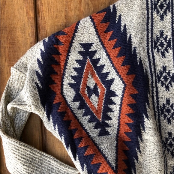 New Aztec Print Knit Cardigan Long Cozy Winter Sweater - Picture 3 of 5